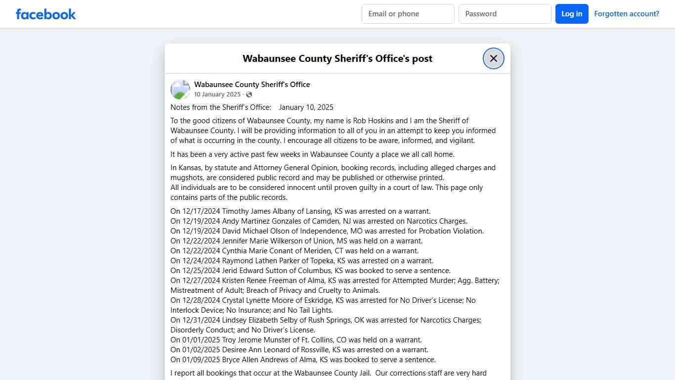 Notes from the... - Wabaunsee County Sheriff's Office Facebook